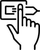 Macro shot of human hand touching holographic interface with copy space vector