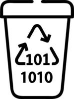Macro shot of digital recycling bin icon with data analytics overlay vector