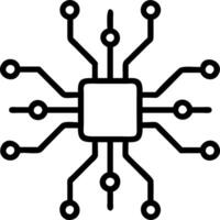 Macro shot of futuristic microchip with intricate patterns with copy space vector