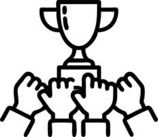 Macro shot of group holding a trophy together copy space on side. vector