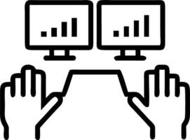 Macro shot of hands typing on a keyboard with big data graphs displayed on monitors with copy space vector