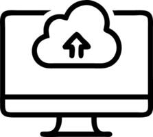 Macro shot of cloud storage icon illuminated on a computer screen with data upload progress bar vector