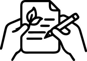 Macro shot of hands using eco friendly pen to write green investment notes vector