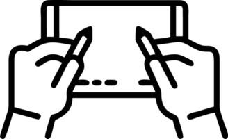 Macro shot of hands using smart pens on digital tablets for collaborative sketching copy space on left vector