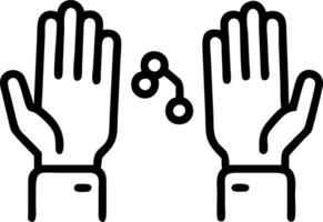 Macro shot of hands interacting with smart gloves for virtual collaboration copy space on left vector