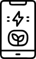 Macro shot of green energy symbols on smartphone screen symbolizing clean technology vector