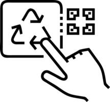 Macro shot of hand scanning QR code on eco friendly packaging for recyclability vector