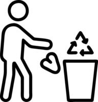 Manager setting up office recycling bins with copy space vector