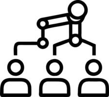 Manager overseeing robotic assembly line with digital interface in corporate setting vector