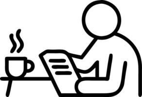Man journaling in a cozy cafe copy space on right vector