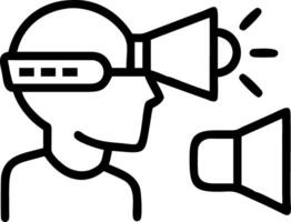 Marketer using VR headset for campaign planning in a plain room with copy space vector