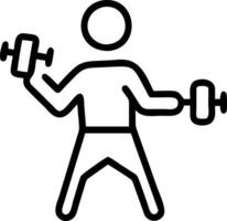 Man performing a home workout with weights copy space on left Set 2 vector