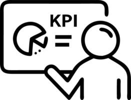 Manager conducting KPI tracking on digital platform with real time data display in a modern workspace vector