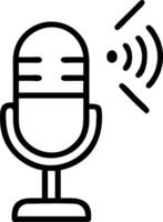 Marketer recording podcast in studio with microphone copy space included vector