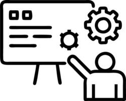 Manager analyzing data from automated quality assurance system on digital display vector