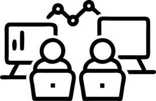 Marketing team analyzing trends on laptops plain background copy space on top. vector
