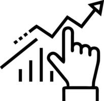 Marketer pointing at rising digital graphs over bokeh background with space for text. vector