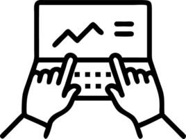 Marketers hands typing on a laptop with digital analytics on screen with copy space vector