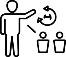 Manager implementing office recycling program vector