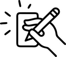 Macro of a hand writing an illuminated note symbolizing inspiration and epiphany with copy space vector
