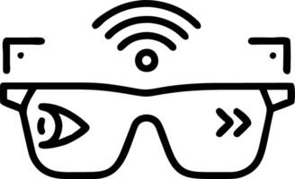 Macro image of workers eye scanning augmented reality data with copy space vector