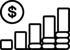 Macro of stack of coins beside bar chart display vector