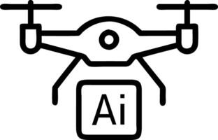 Macro of AI powered drone camera lens with digital processing symbols vector