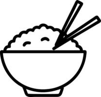Macro of rice grains in a bowl with chopsticks vector