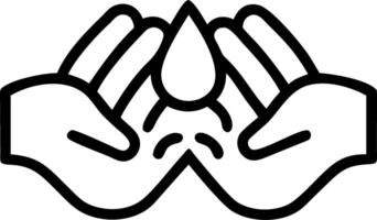 Macro of hands cupping clean water with farm reflection vector