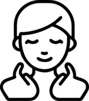 Person doing self care routine with skincare products on glossy background copy space on left vector