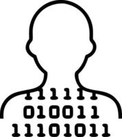 Persons profile filled with abstract digital code over a gradient background vector