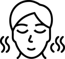 Person using facial steam on glossy background copy space on left vector