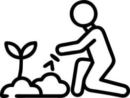 Person having a sudden idea while gardening in a backyard with copy space vector