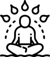 Person sitting under waterfall with soft mist and light vector