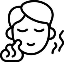 Person using facial steam on plain background copy space below vector
