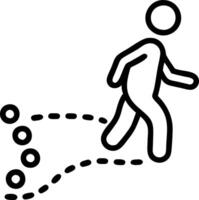 Person walking on beach leaving footprints with copy space vector