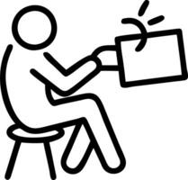 Person having a sudden idea while sketching in an artist studio with copy space vector