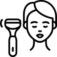 Person using facial roller with glossy background copy space on left vector
