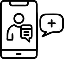 Pharmacist consulting patient on medication management app vector