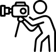 Photographer adjusting camera settings on digital camera in urban street with copy space vector