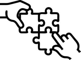 Hands placing final puzzle piece isolated on white background vector