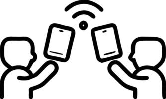 Group of friends sharing content on smartphones at cafe with copy space vector