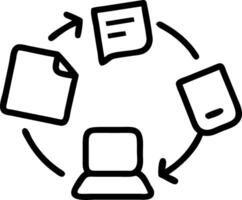 Group of employees using digital devices to reduce paper usage in office vector