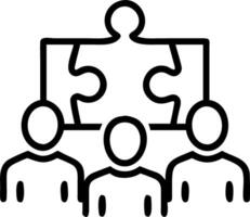Group of employees solving a puzzle with soft abstract overlay copy space below. vector