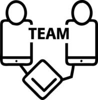 Innovative team collaborating with tablets in a glossy collaborative workspace copy space on left vector