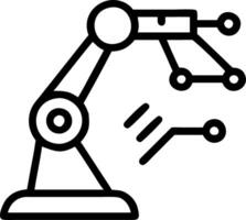 Industrial robot with data streams in background and copy space vector