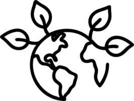 Leaves forming a world map with business icons overlay vector