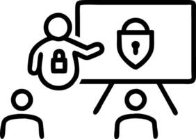 IT consultant presenting cybersecurity strategy on digital whiteboard with team in background vector