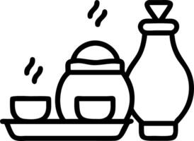 Glossy Seollal Traditional Tea Set Background vector