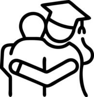 Graduate hugging family members after ceremony copy space on right vector